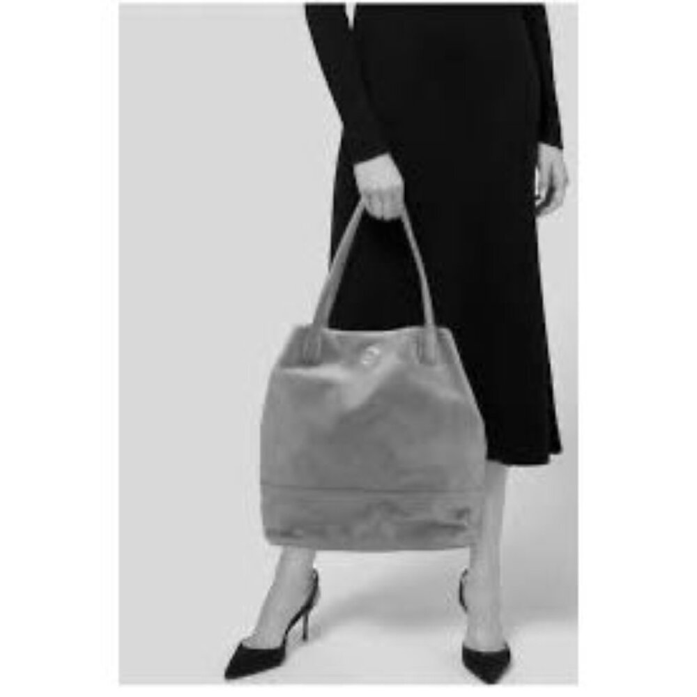 TORY BURCH~Michelle Tote~LARGE PEBBLED LEATHER CARRYALL BUCKET BAG - Picture 2 of 6